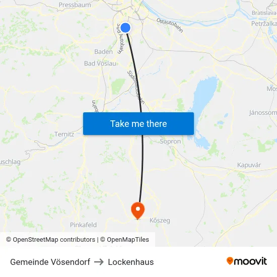Gemeinde Vösendorf to Lockenhaus map