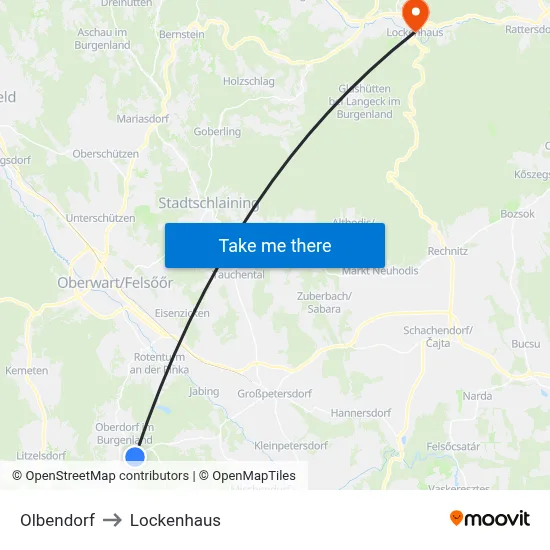 Olbendorf to Lockenhaus map