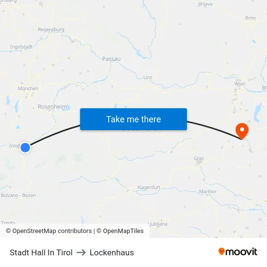 Stadt Hall In Tirol to Lockenhaus map
