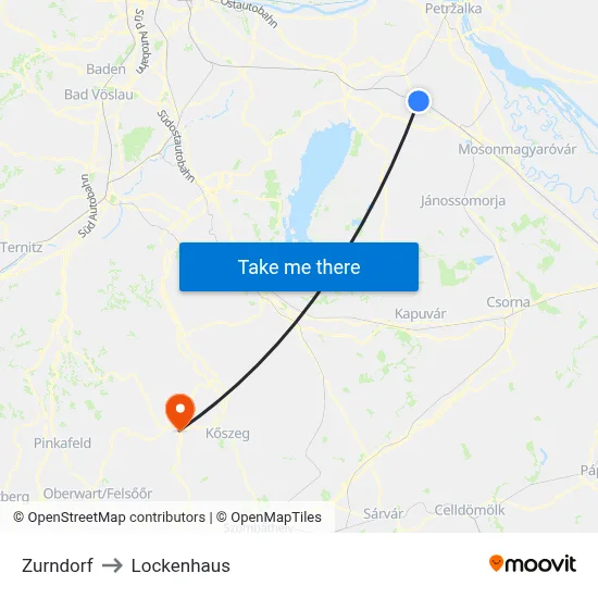 Zurndorf to Lockenhaus map