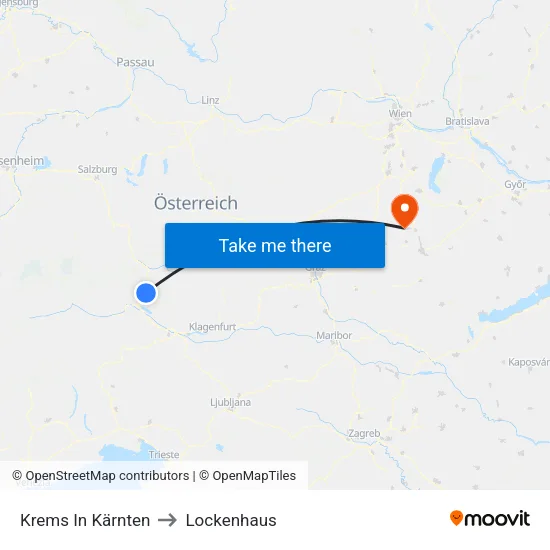 Krems In Kärnten to Lockenhaus map