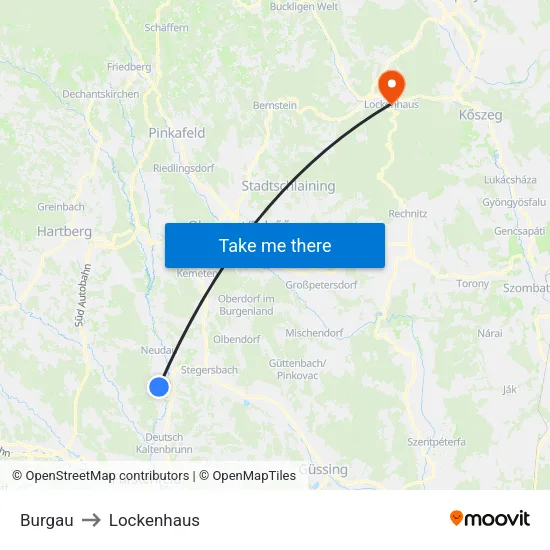 Burgau to Lockenhaus map
