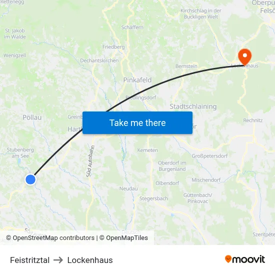Feistritztal to Lockenhaus map