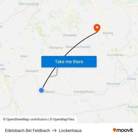 Edelsbach Bei Feldbach to Lockenhaus map