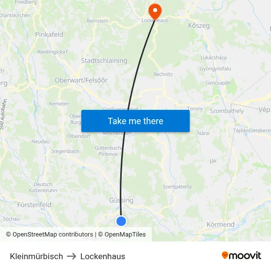 Kleinmürbisch to Lockenhaus map