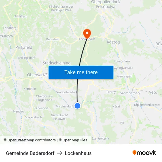 Gemeinde Badersdorf to Lockenhaus map