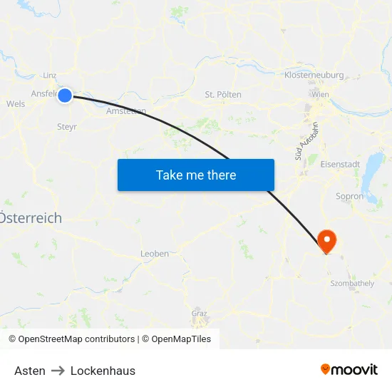 Asten to Lockenhaus map