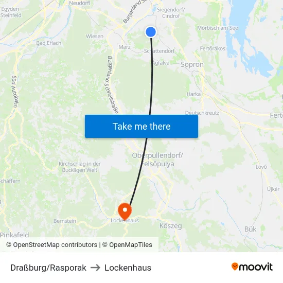 Draßburg/Rasporak to Lockenhaus map