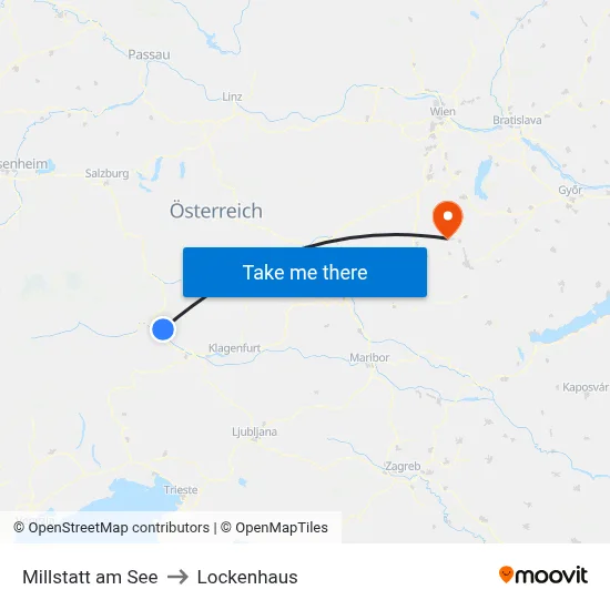 Millstatt am See to Lockenhaus map