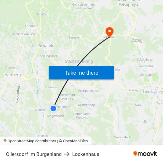 Ollersdorf Im Burgenland to Lockenhaus map