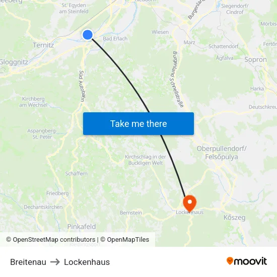 Breitenau to Lockenhaus map