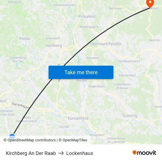 Kirchberg An Der Raab to Lockenhaus map