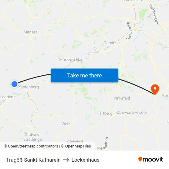 Tragöß-Sankt Katharein to Lockenhaus map
