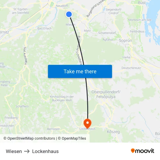 Wiesen to Lockenhaus map