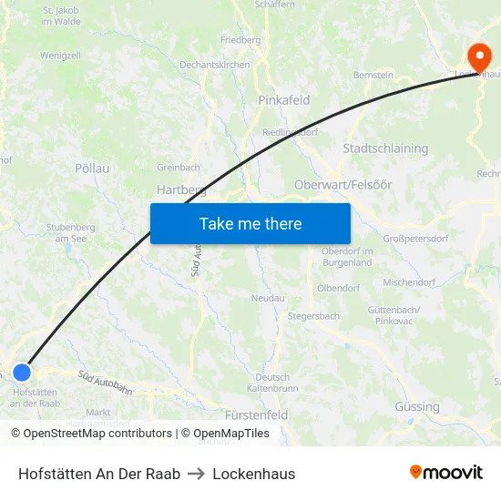 Hofstätten An Der Raab to Lockenhaus map