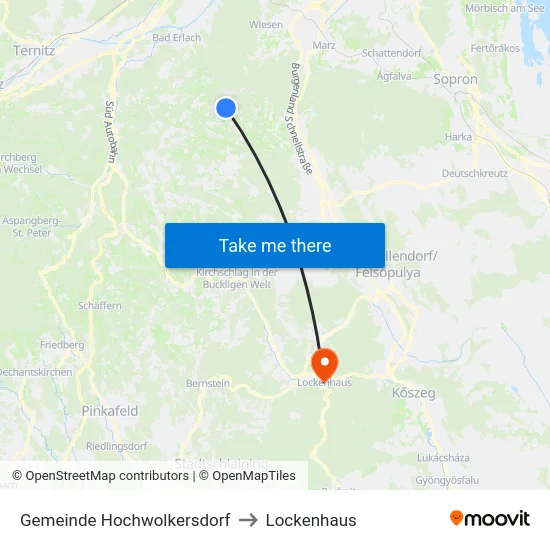 Gemeinde Hochwolkersdorf to Lockenhaus map