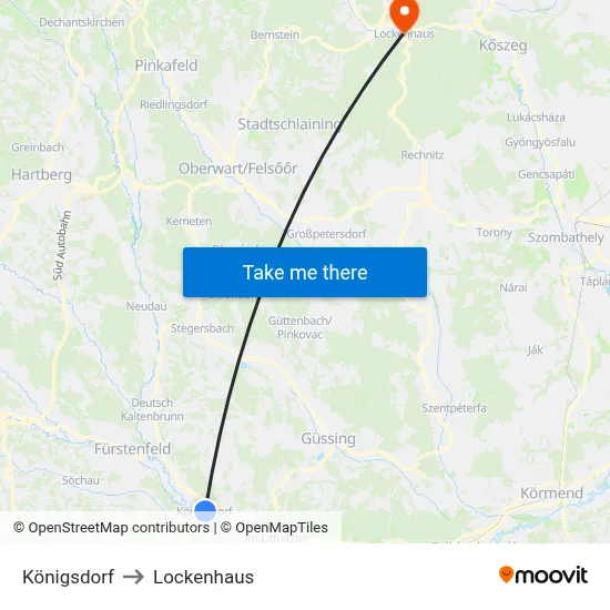 Königsdorf to Lockenhaus map