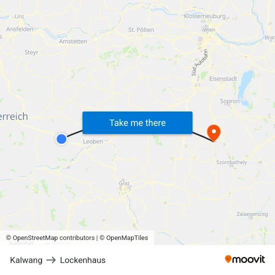 Kalwang to Lockenhaus map
