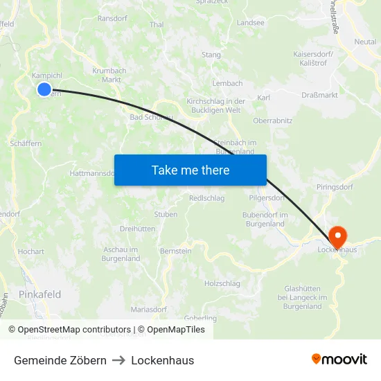 Gemeinde Zöbern to Lockenhaus map