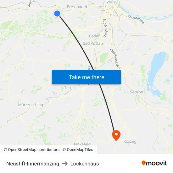 Neustift-Innermanzing to Lockenhaus map