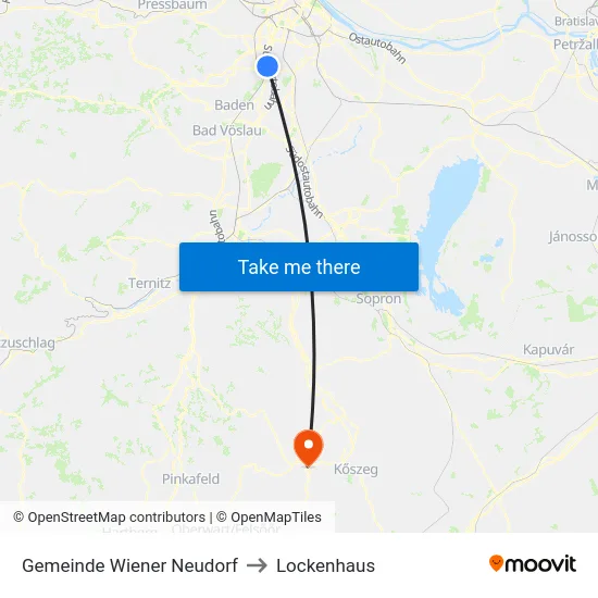 Gemeinde Wiener Neudorf to Lockenhaus map