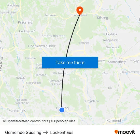 Gemeinde Güssing to Lockenhaus map
