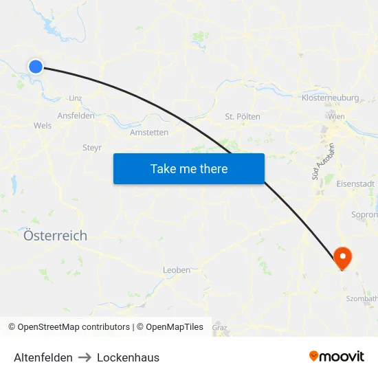 Altenfelden to Lockenhaus map