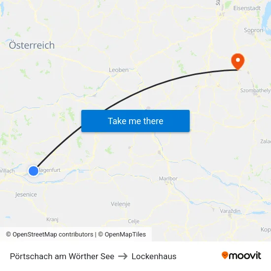 Pörtschach am Wörther See to Lockenhaus map