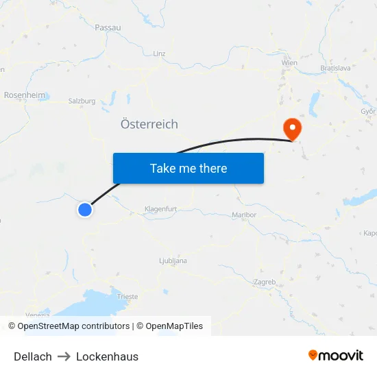 Dellach to Lockenhaus map