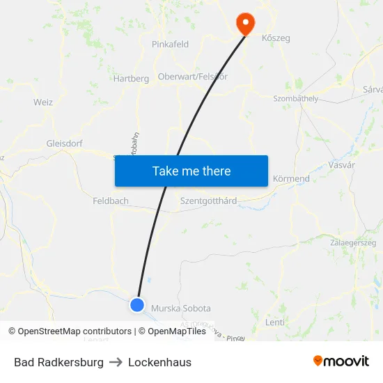 Bad Radkersburg to Lockenhaus map
