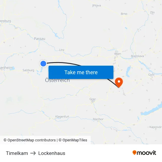 Timelkam to Lockenhaus map