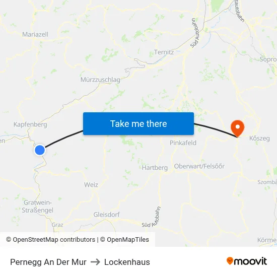 Pernegg An Der Mur to Lockenhaus map