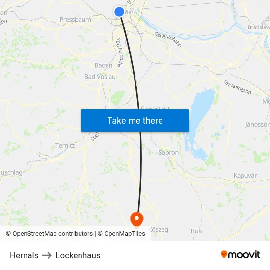 Hernals to Lockenhaus map