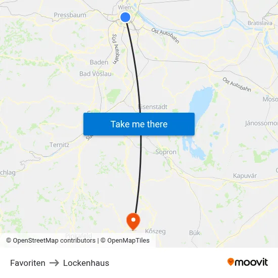 Favoriten to Lockenhaus map