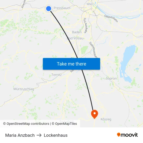 Maria Anzbach to Lockenhaus map