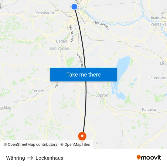 Währing to Lockenhaus map