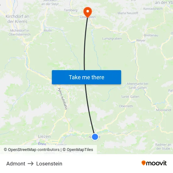 Admont to Losenstein map