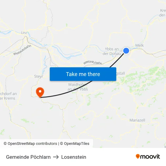 Gemeinde Pöchlarn to Losenstein map