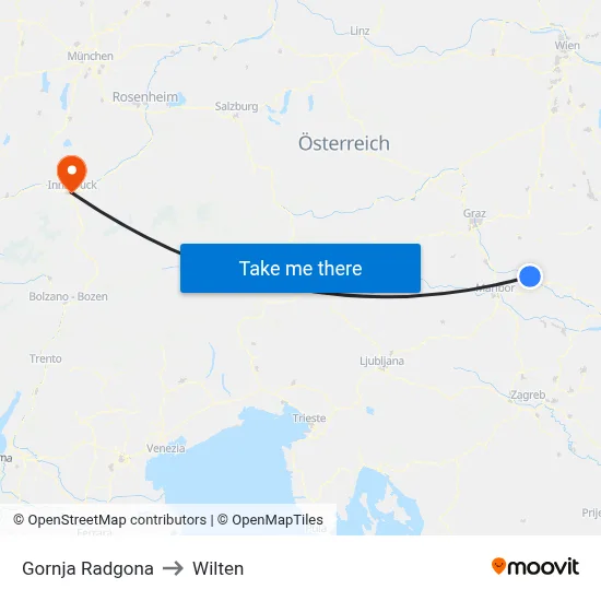 Gornja Radgona to Wilten map
