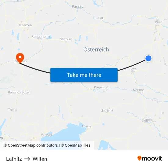 Lafnitz to Wilten map