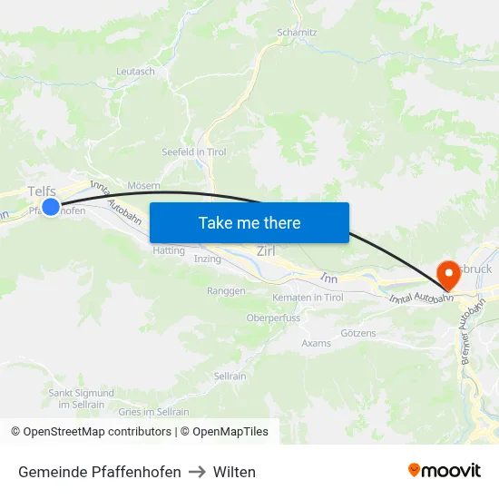 Gemeinde Pfaffenhofen to Wilten map