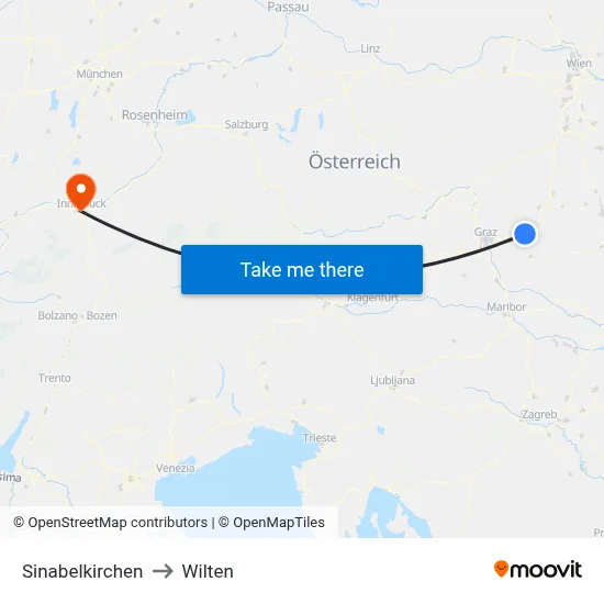 Sinabelkirchen to Wilten map