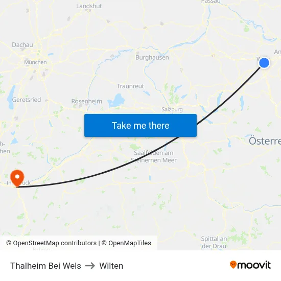 Thalheim Bei Wels to Wilten map