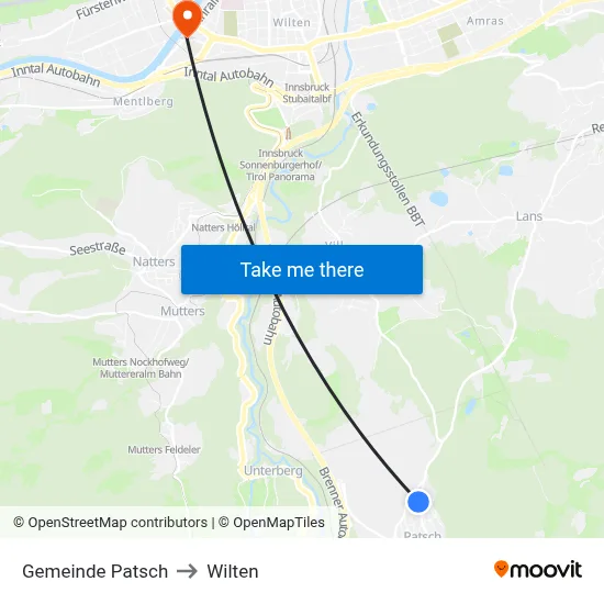 Gemeinde Patsch to Wilten map