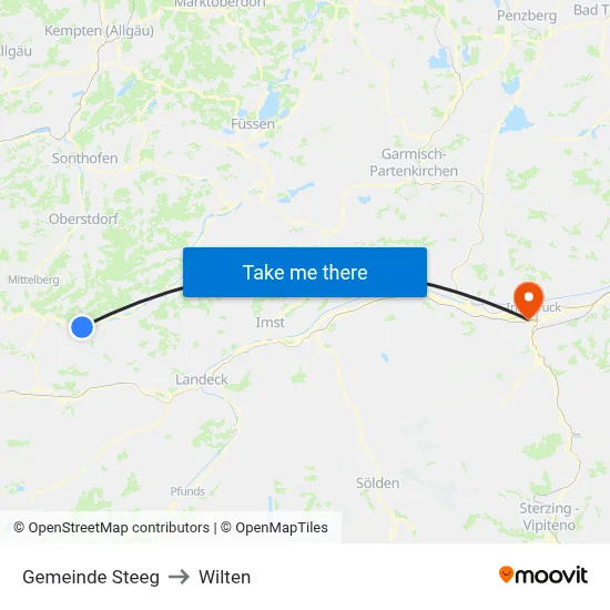 Gemeinde Steeg to Wilten map