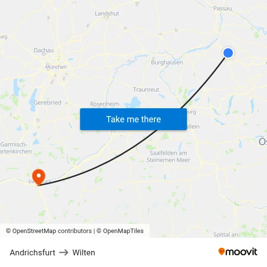 Andrichsfurt to Wilten map