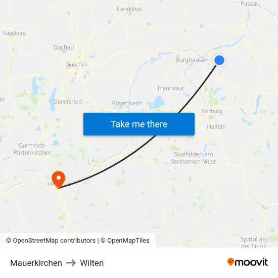 Mauerkirchen to Wilten map