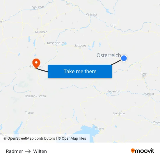 Radmer to Wilten map