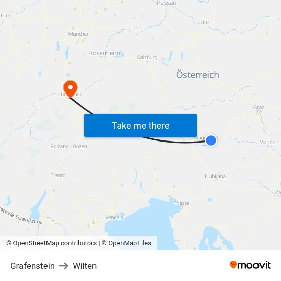 Grafenstein to Wilten map