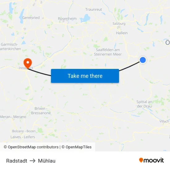 Radstadt to Mühlau map